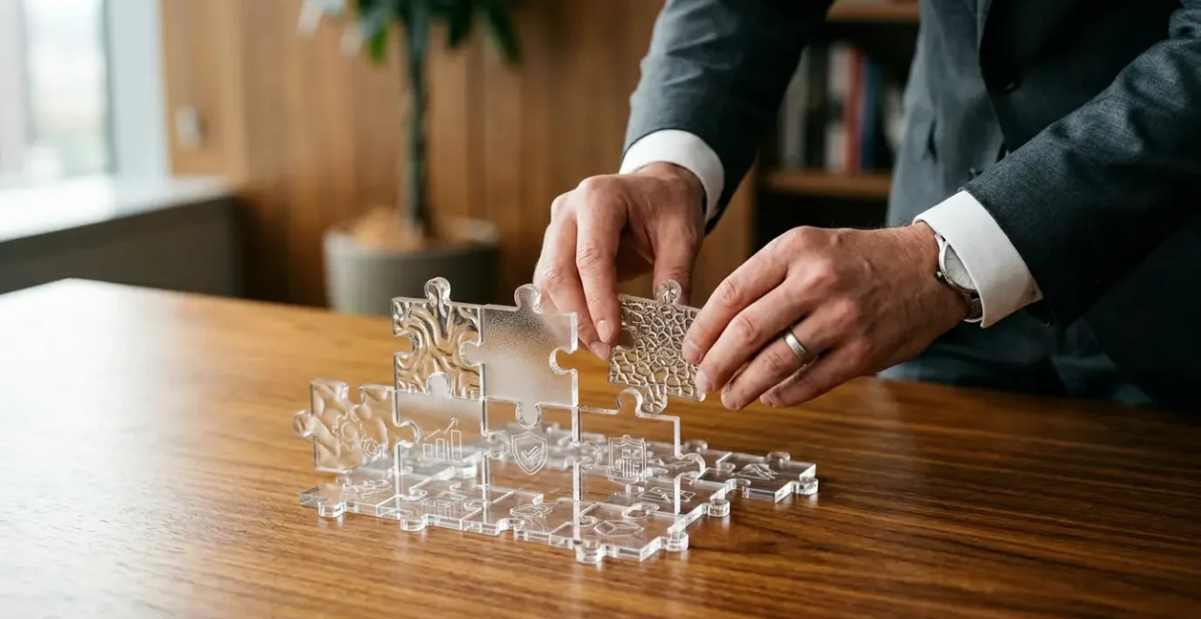 Un professionnel examine attentivement des documents contractuels dans un bureau moderne, symbolisant la personnalisation de l'assurance professionnelle