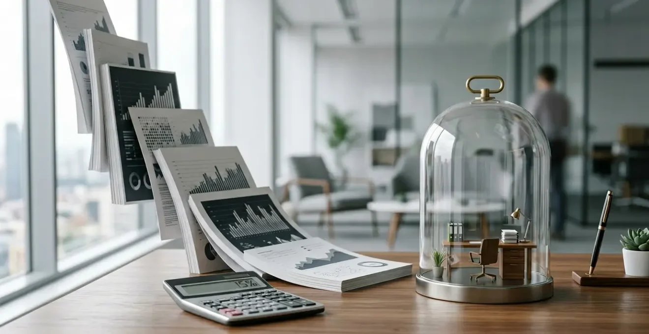 Stratégie de réduction des primes d'assurance professionnelle avec documents et calculatrice