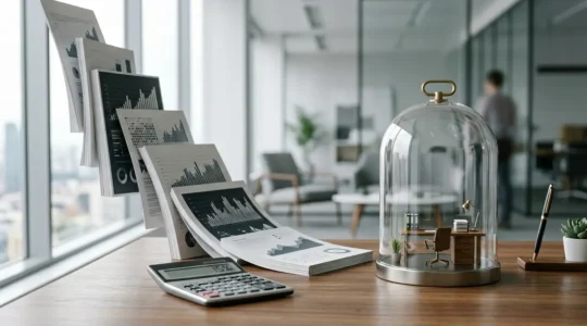 Stratégie de réduction des primes d'assurance professionnelle avec documents et calculatrice