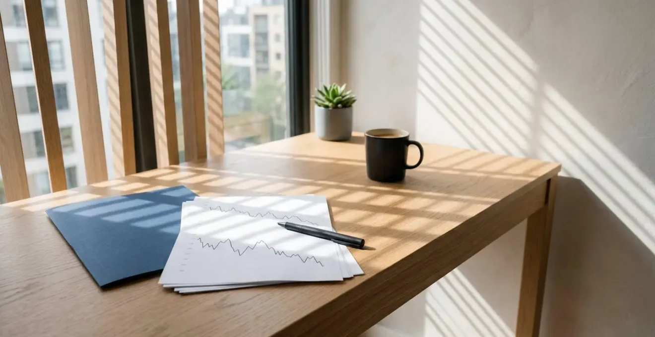 Documents financiers et graphique descendant illustrant la baisse d'activité