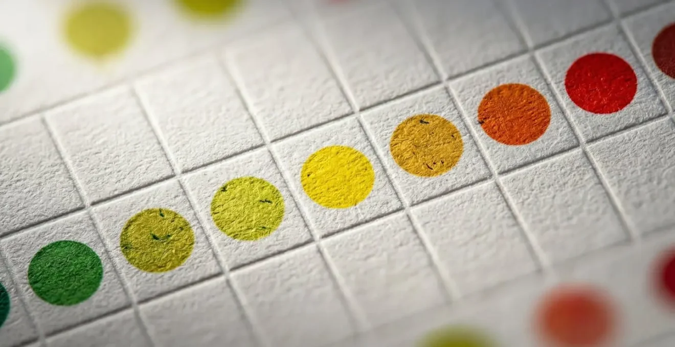 Vue macro d'un calendrier avec marqueurs colorés indiquant les délais de déclaration