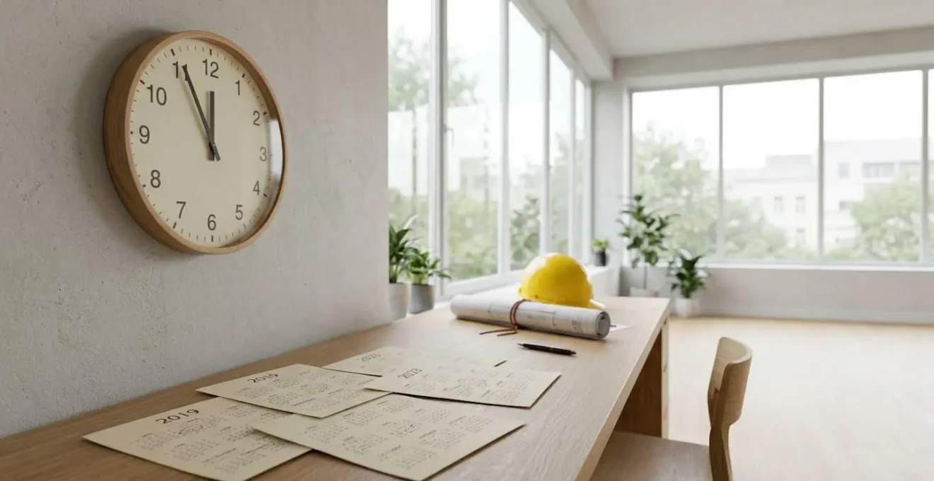 Horloge et calendrier avec documents de garantie construction