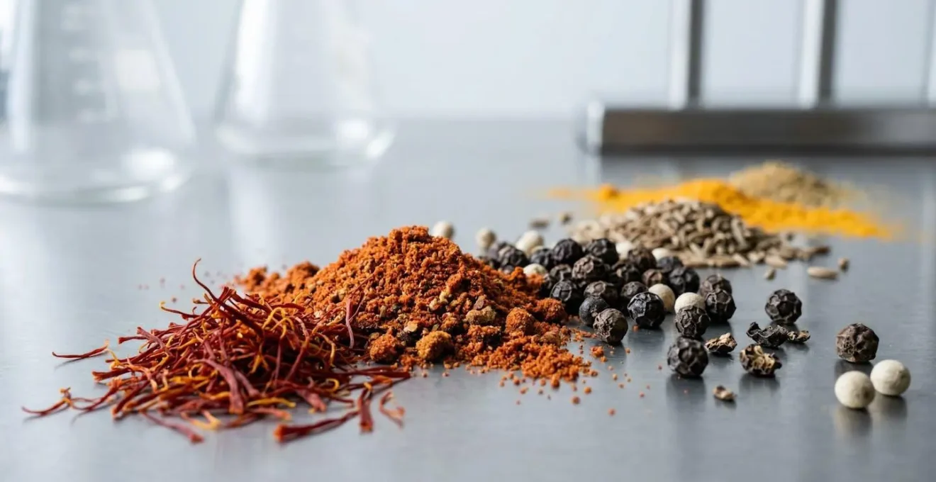 Inspection minutieuse d'épices en gros plan macro dans un laboratoire alimentaire