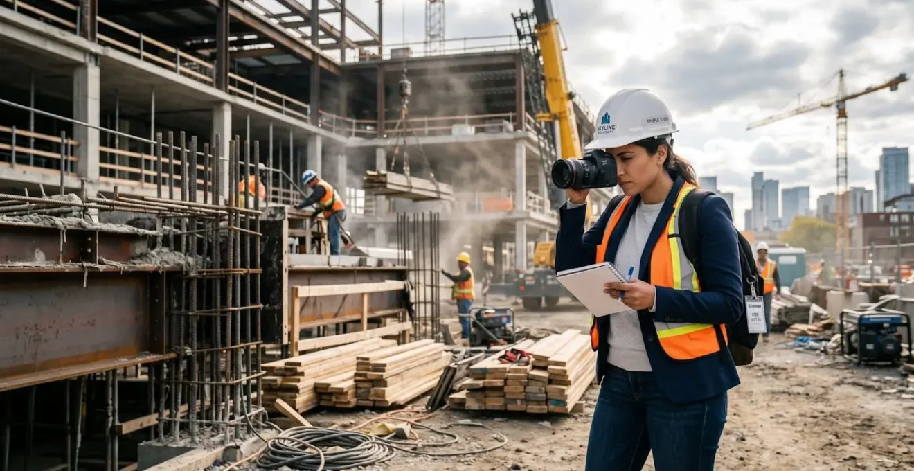 Entrepreneur documentant un chantier en cours pour demande de rétroactivité d'assurance