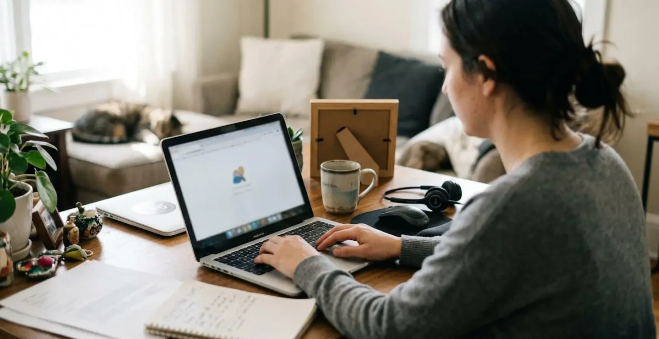 Espace de travail hybride montrant la frontière entre professionnel et personnel