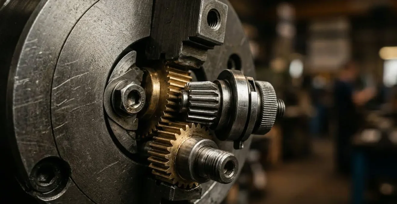 Détail macro d'un composant mécanique industriel unique montrant sa complexité et sa valeur technique