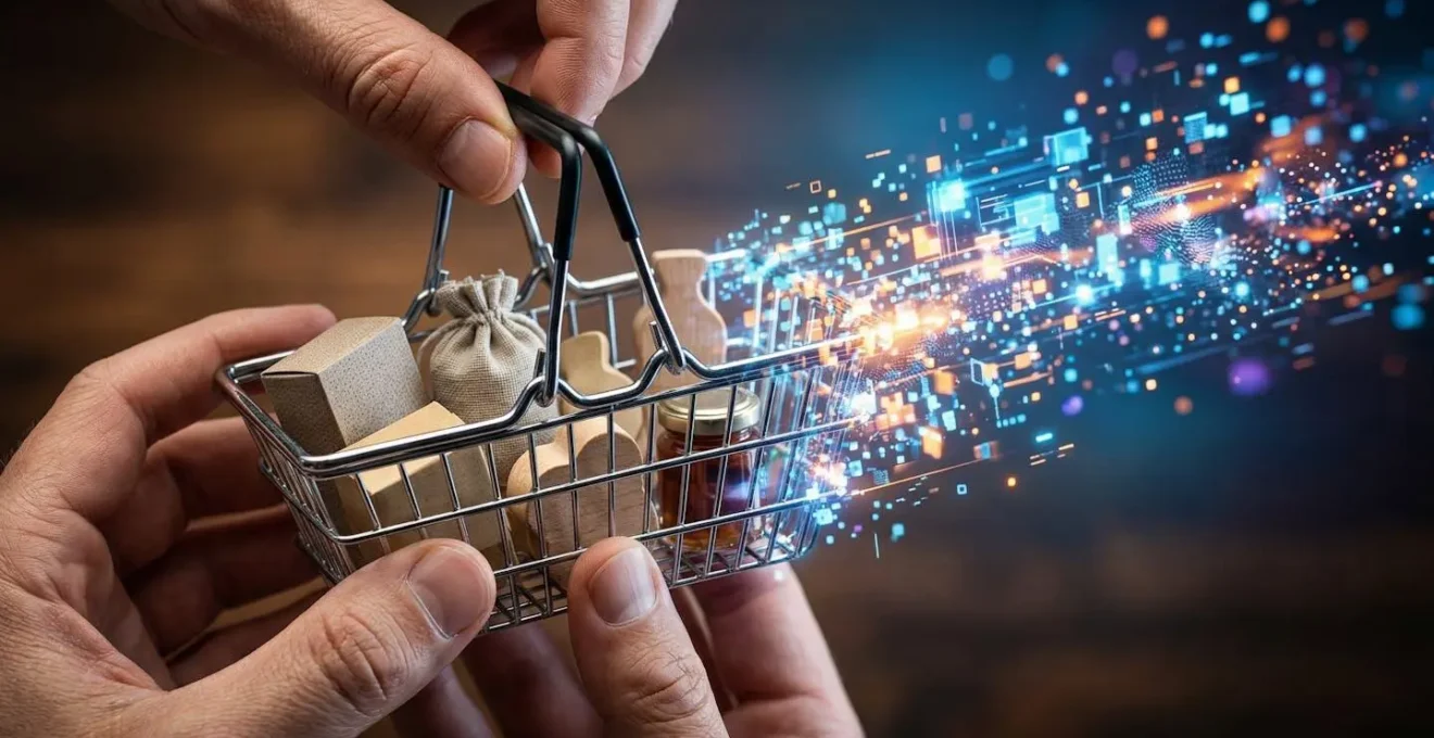 Représentation visuelle de l'évolution d'une activité commerciale traditionnelle vers le digital