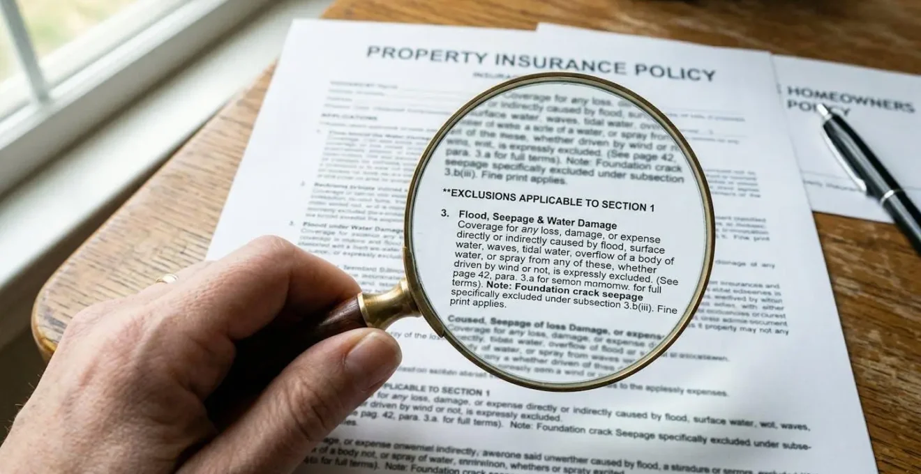 Loupe grossissant une zone floue d'un document d'assurance pour révéler les détails cachés