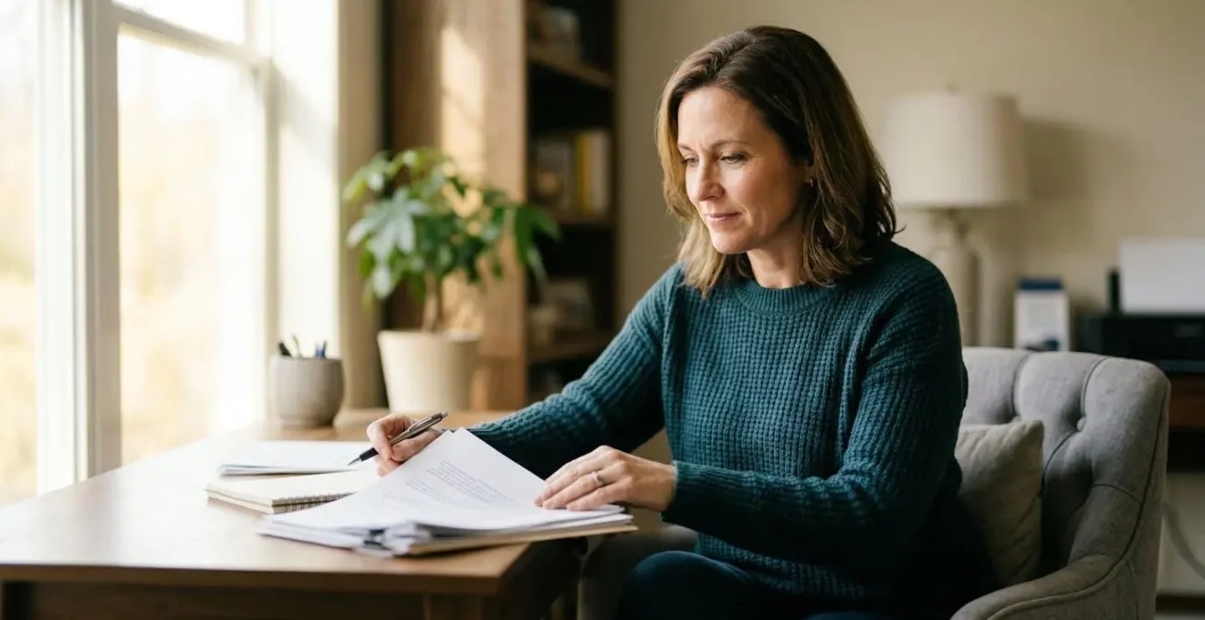 Portrait d'un dirigeant TNS en convalescence travaillant depuis son domicile avec sérénité