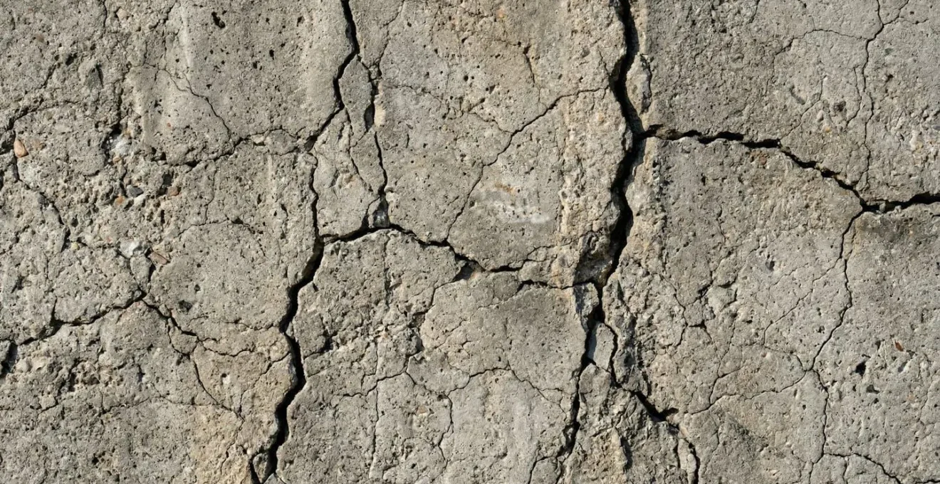 Vue macro détaillée de différents types de fissures sur un mur