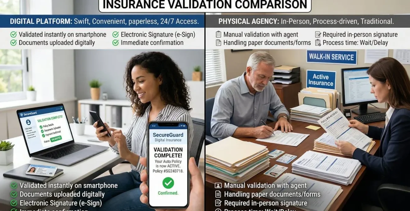 Comparaison validation assurance entre digital et agence physique