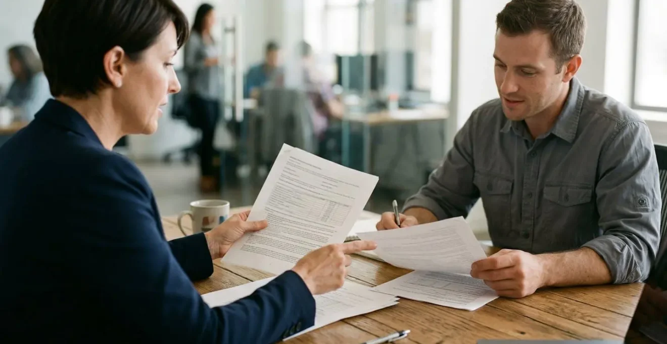Gestionnaire vérifiant les documents d'assurance de véhicules personnels utilisés pour le travail